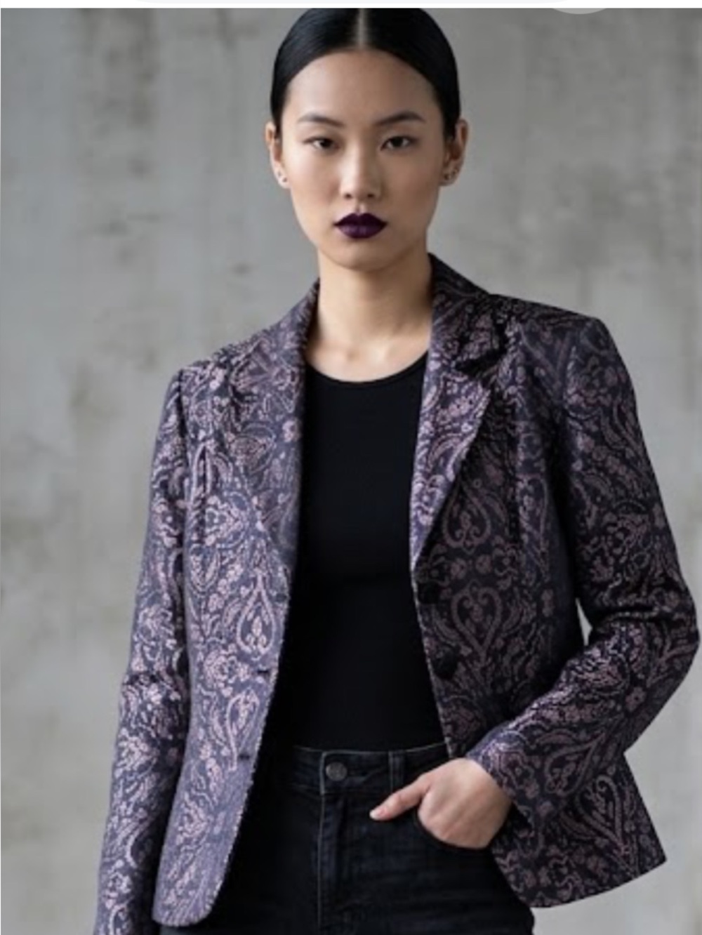 Vintage Metallic Brocade Paisley Blazer Jacket - Victorian Goth / Romantic Goth